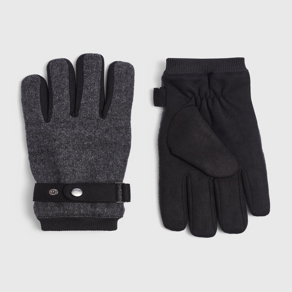 Grey Herringbone Smart Gloves
