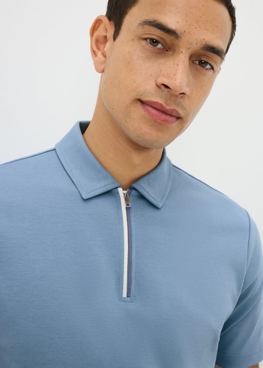 Blue Cotton Polo Shirt