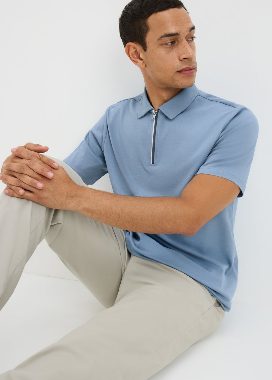Blue Cotton Polo Shirt