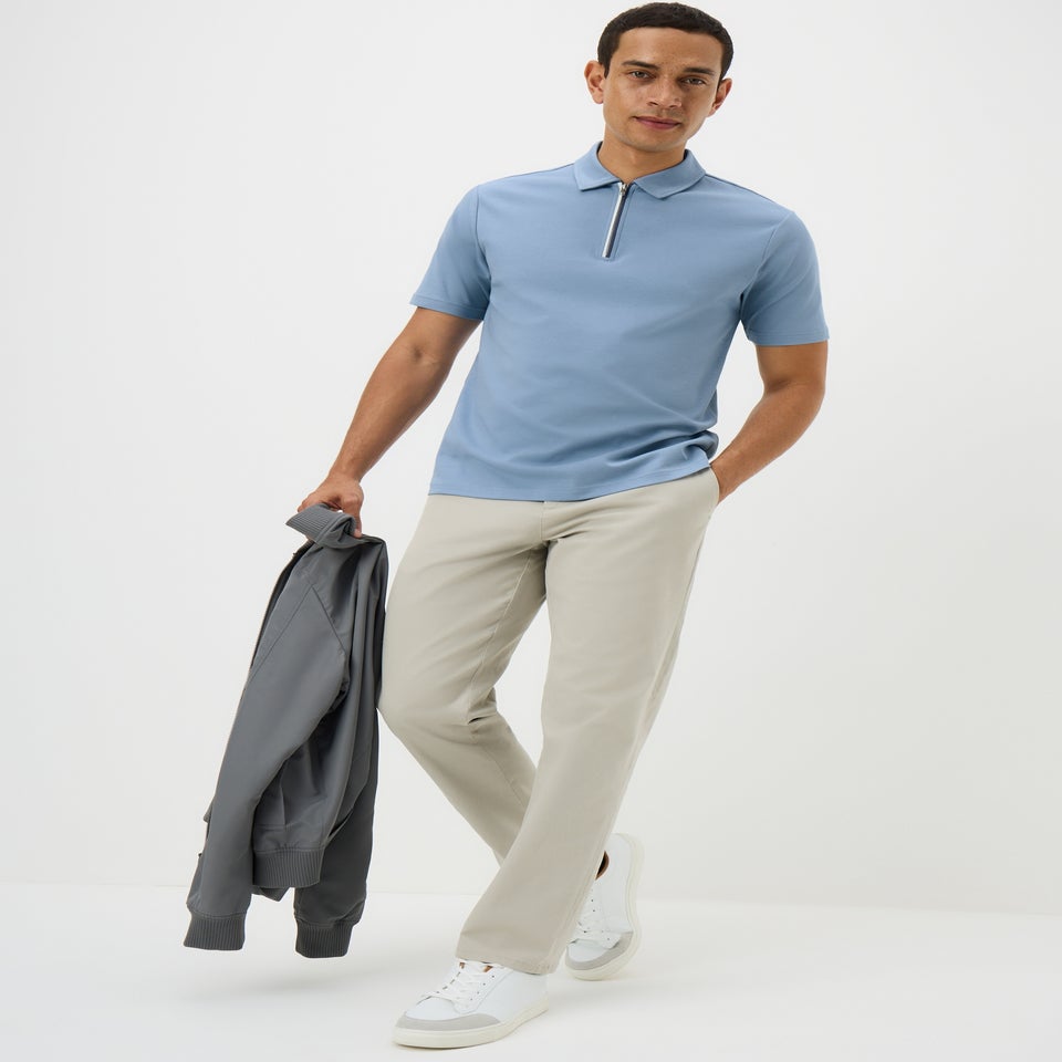 Blue Cotton Polo Shirt