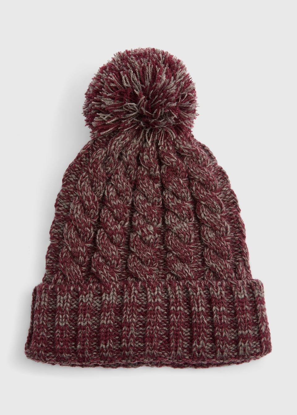 Burgundy Two Tone Bobble Hat