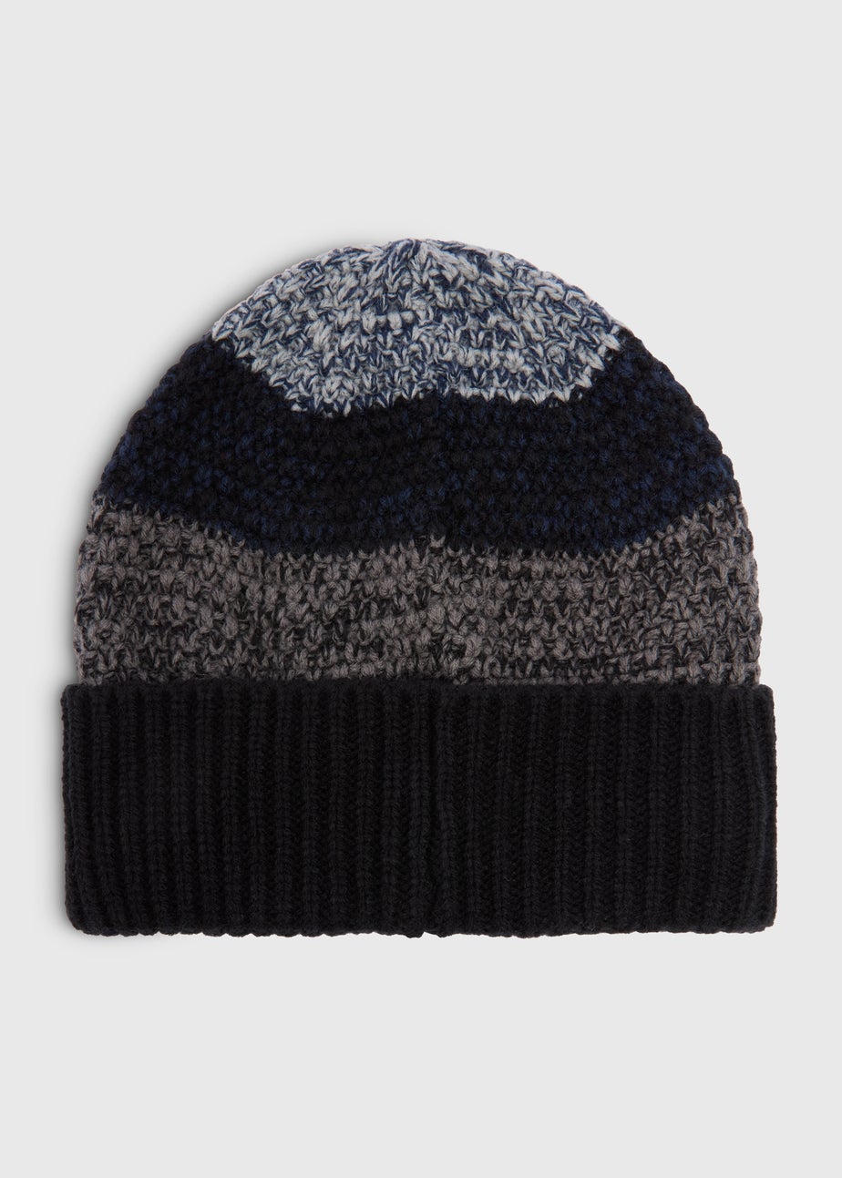 Black Colour Block Beanie