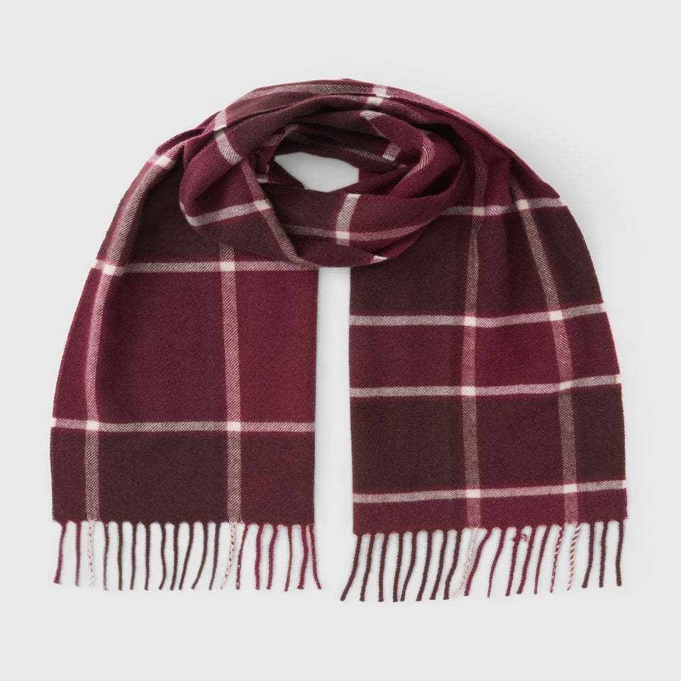 Burgundy Tone Check Scarf