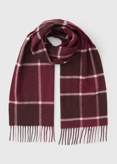 Burgundy Tone Check Scarf