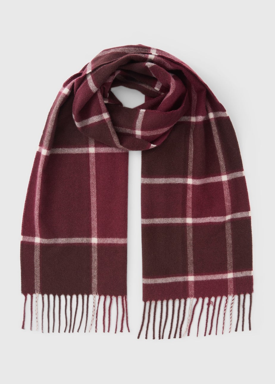 Burgundy Tone Check Scarf
