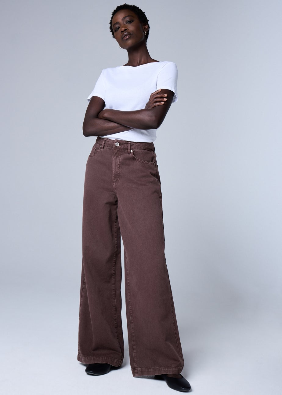 Burgundy Wide Leg Jeans