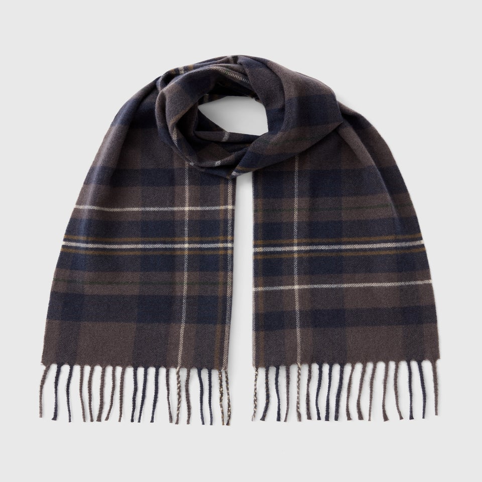 Navy Check Scarf