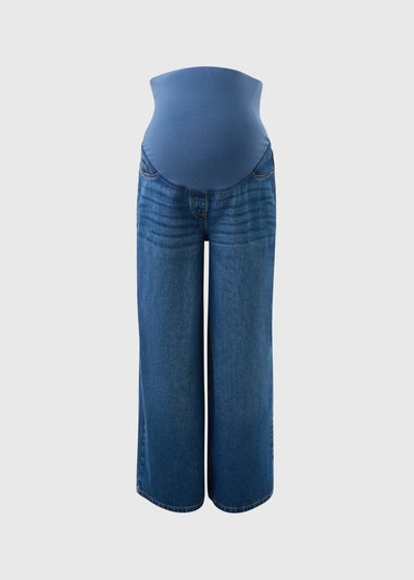 Darkwash Over The Bump Wide Leg Jeans