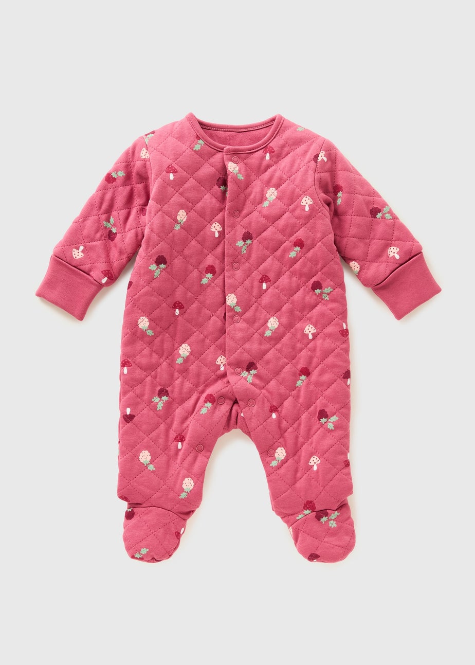 Baby Pink Quilted Sleepsuit (Newborn-23mths)