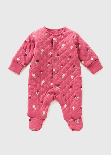 Baby Pink Quilted Sleepsuit (Newborn-23mths)