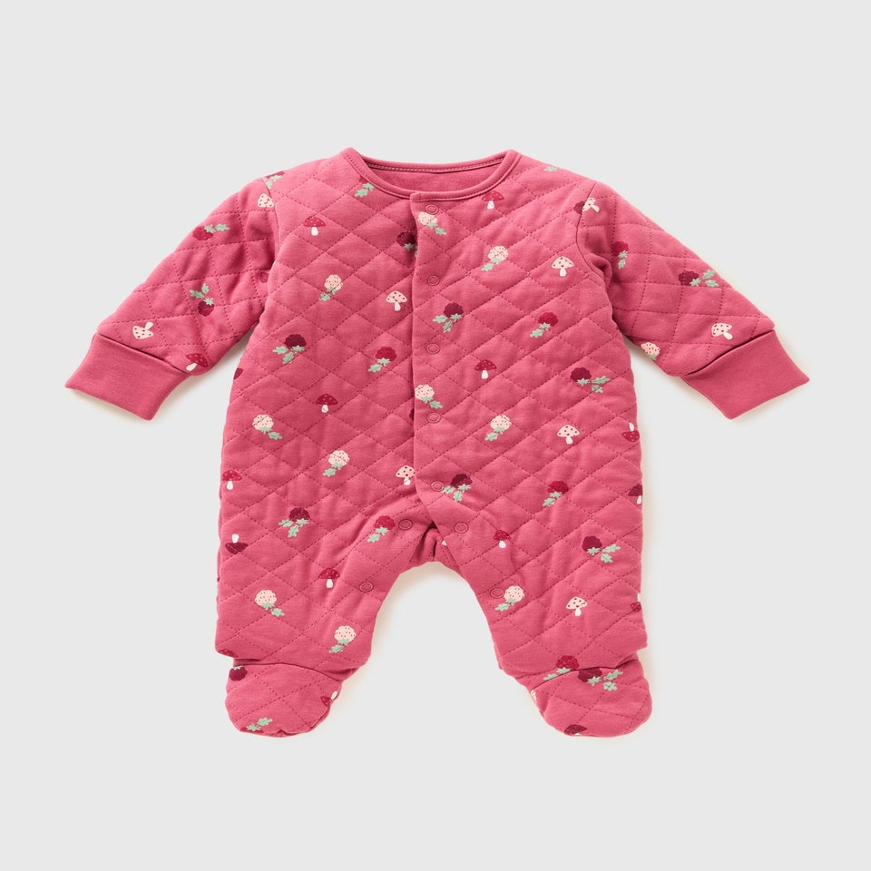 Baby Pink Quilted Sleepsuit (Newborn-23mths)