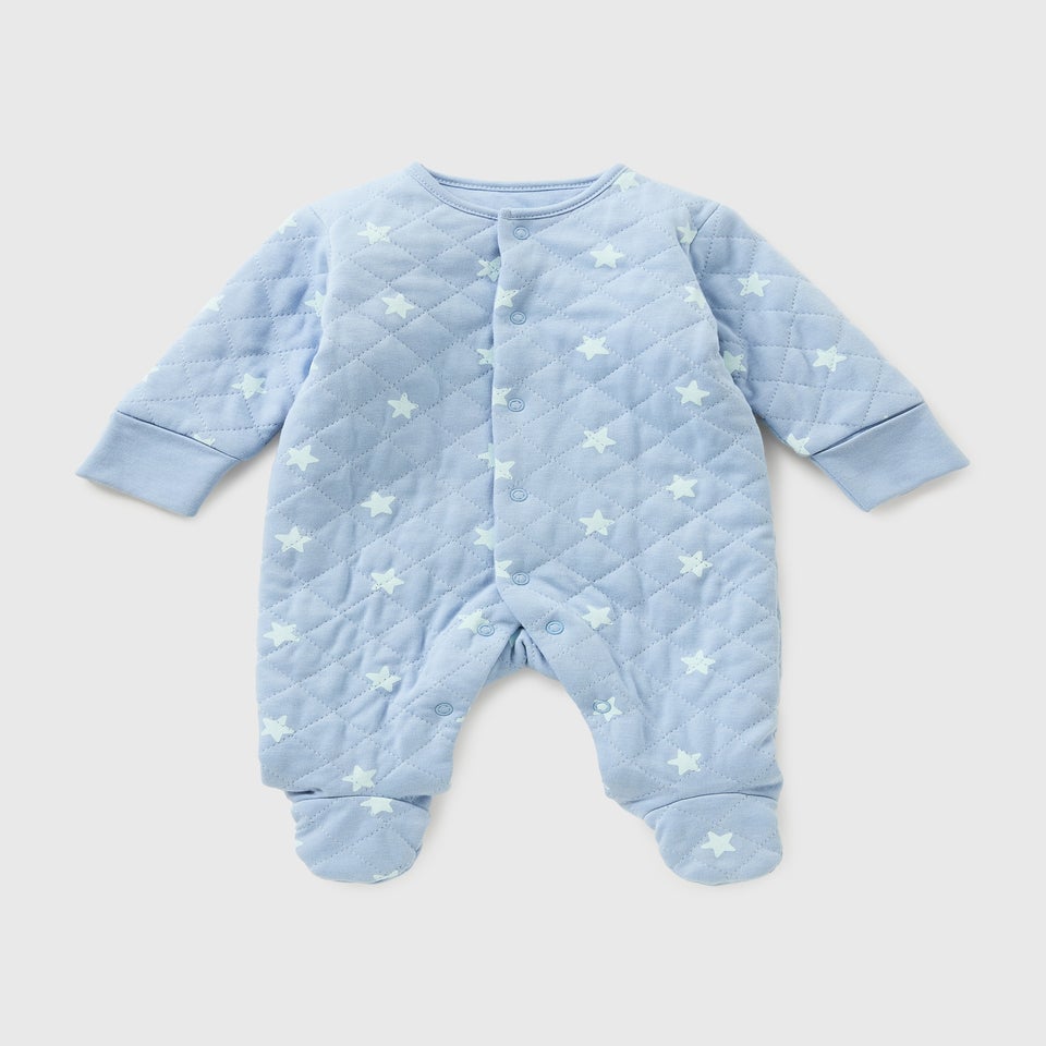 Baby Blue Star Quilted Sleepsuit (Newborn-23mths)