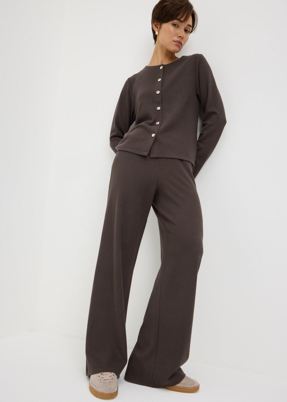 Papaya Petite Brown Soft Touch Co Ord Trousers