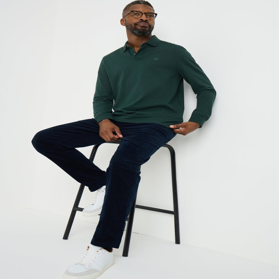 Lincoln Green Textured Long Sleeve Polo Shirt