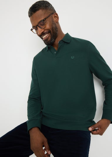 Lincoln Green Textured Long Sleeve Polo Shirt