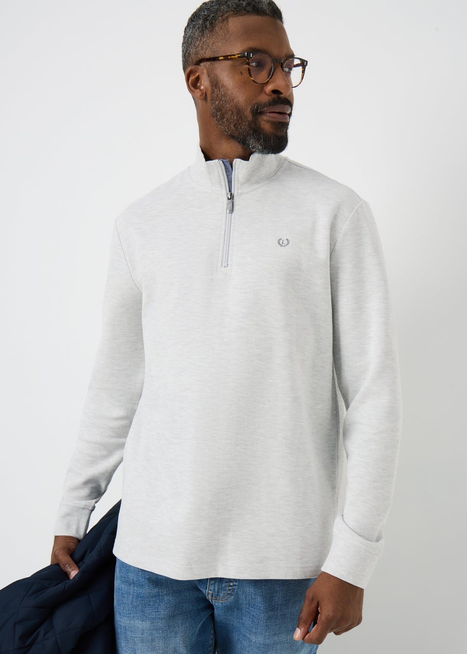 Lincoln Grey Ribbed Quarter Zip