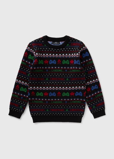 Boys Black Gaming Christmas Jumper (7-15yrs)
