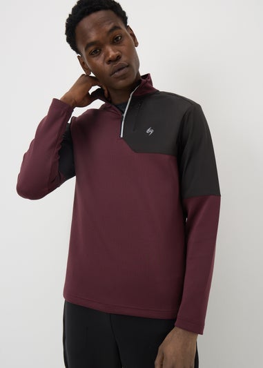 Souluxe Burgundy Half Zip Co Ord Sweatshirt
