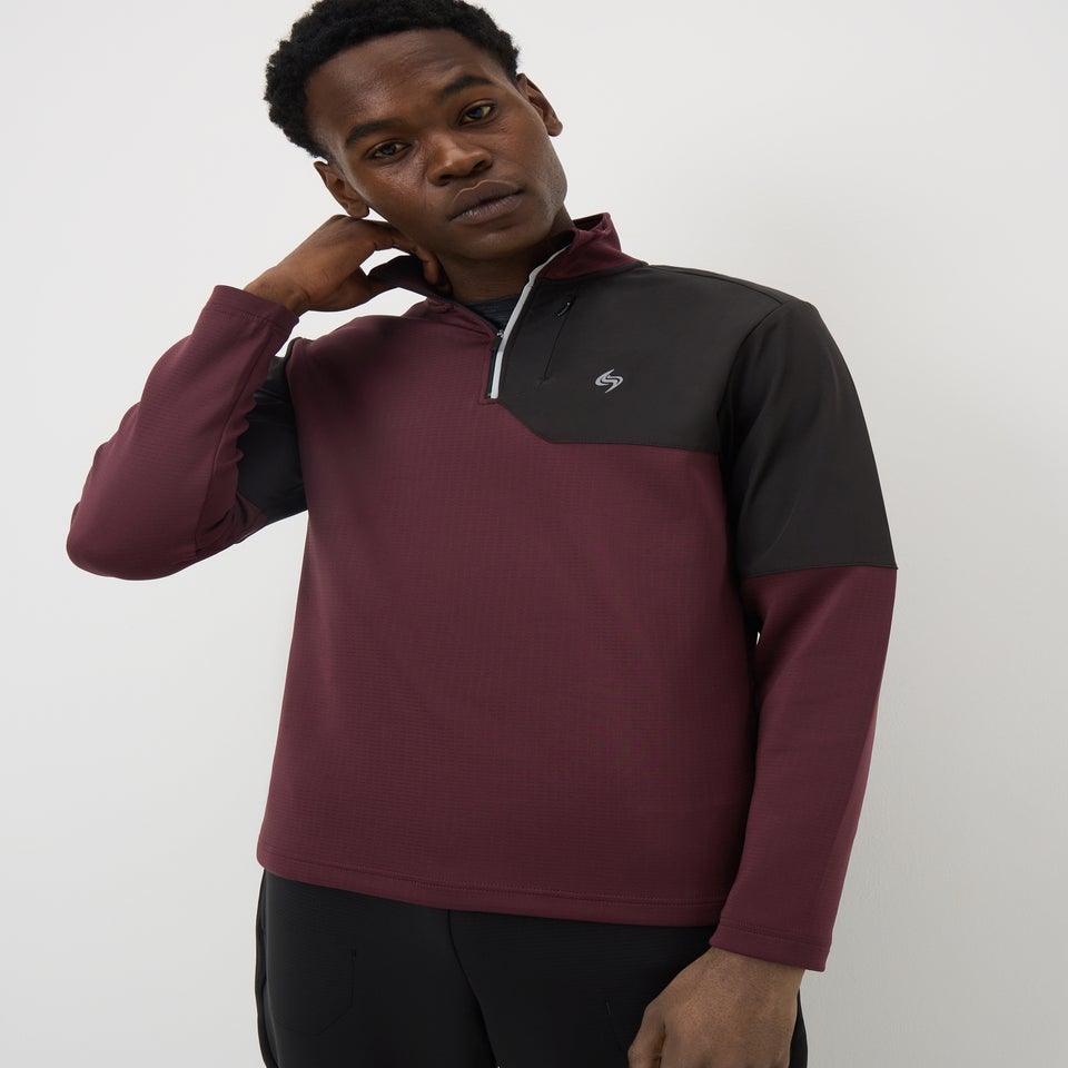 Souluxe Burgundy Half Zip Co Ord Sweatshirt