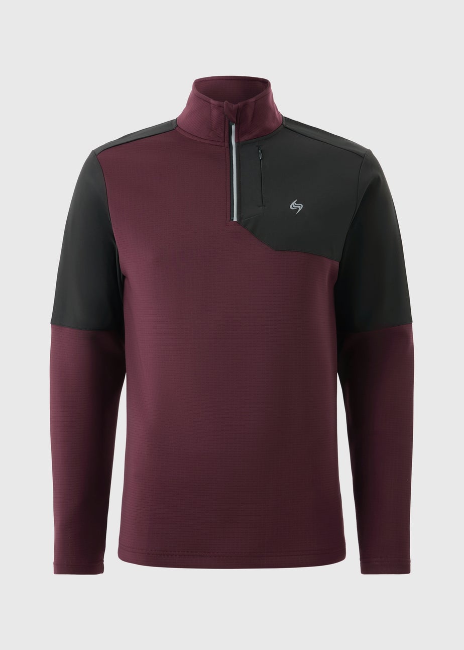 Souluxe Burgundy Half Zip Co Ord Sweatshirt