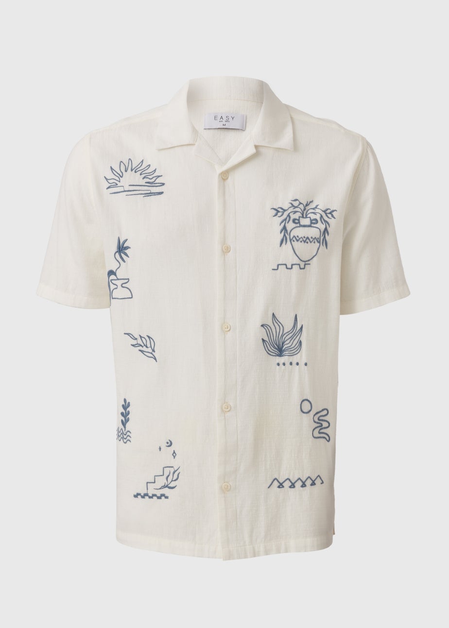 White Embroidered Pattern Shirt