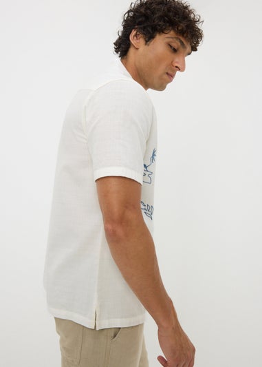 White Embroidered Pattern Shirt