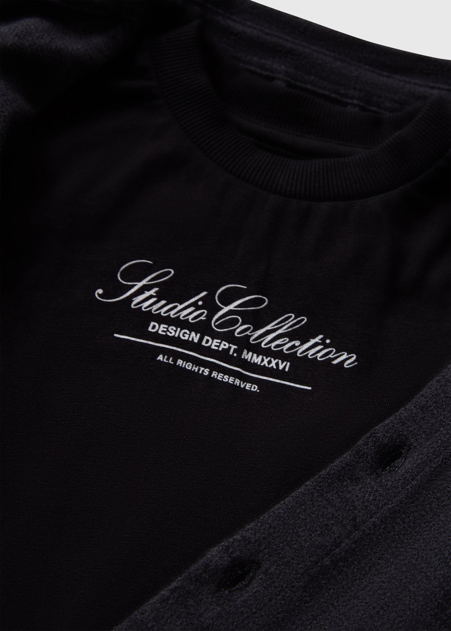 Boys Grey Studio Collection Shirt & T-shirt Set (1-7yrs)