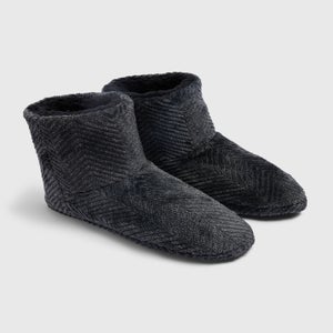 Grey Patterned Slipper Boots