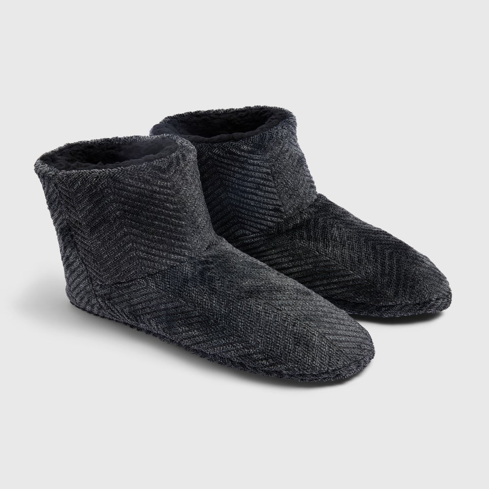 Grey Patterned Slipper Boots
