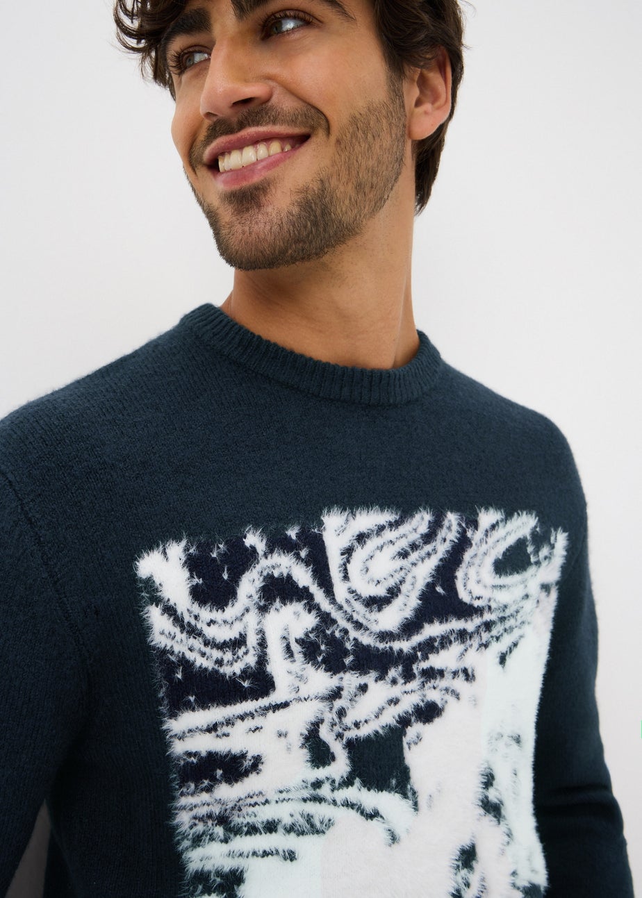 Navy Abstract Design Jumper
