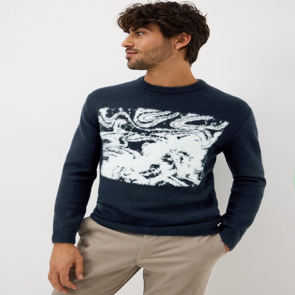 Navy Abstract Design Jumper
