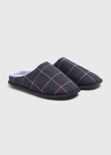 Grey Check Herringbone Slippers