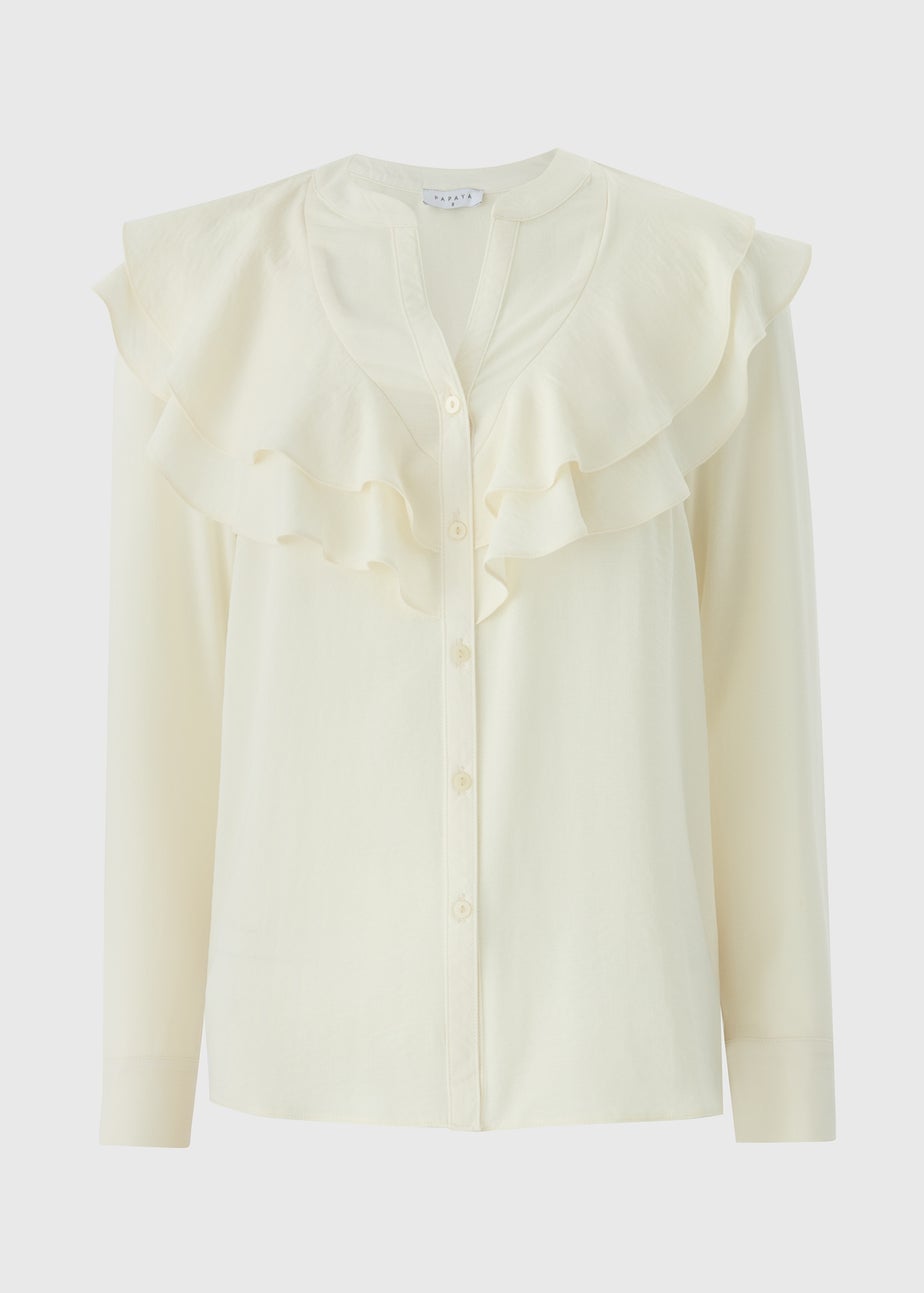 Cream Double Ruffle Blouse