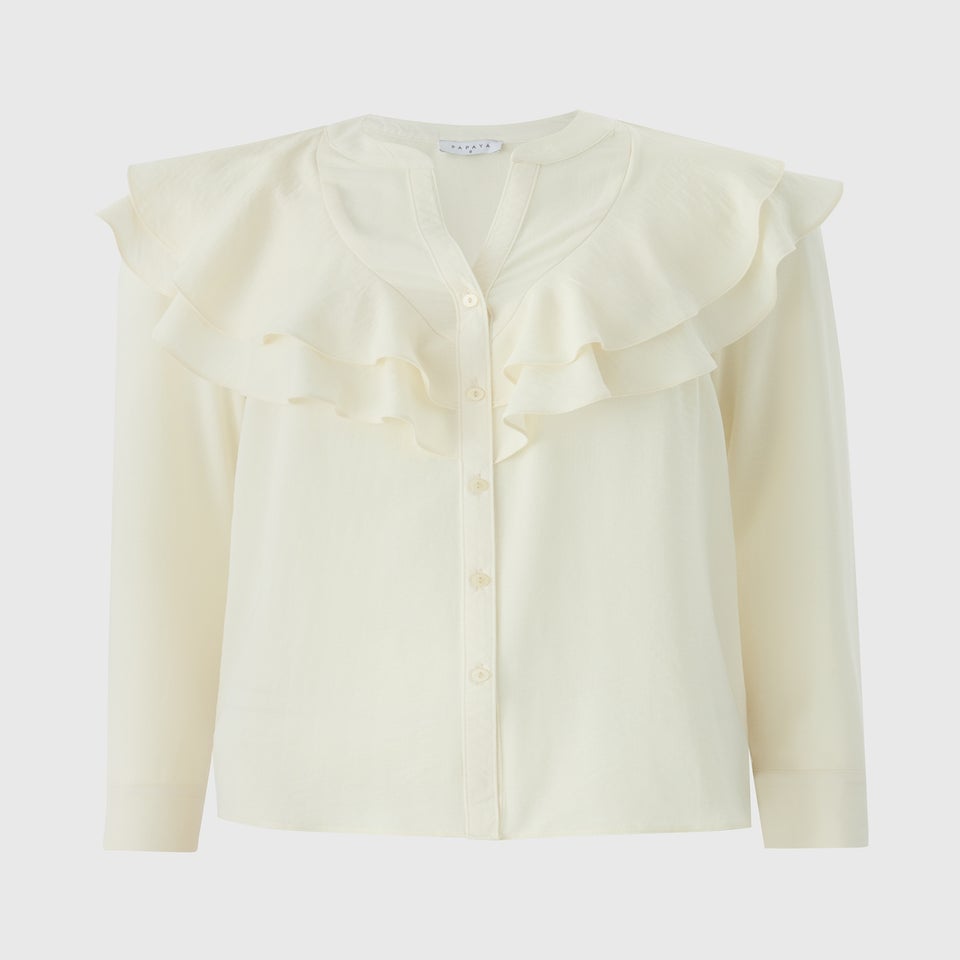 Cream Double Ruffle Blouse