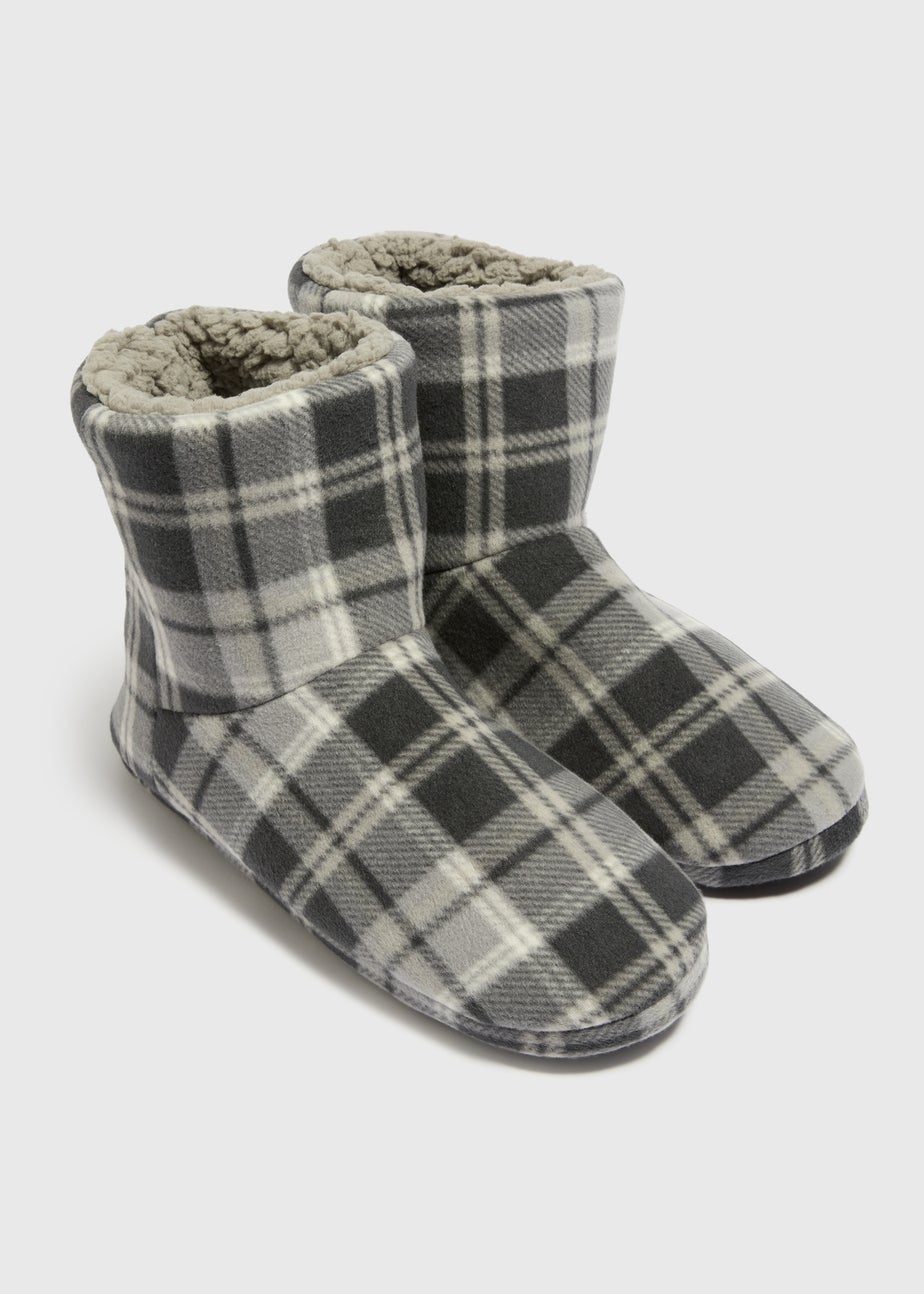 Grey Check Slipper Boot