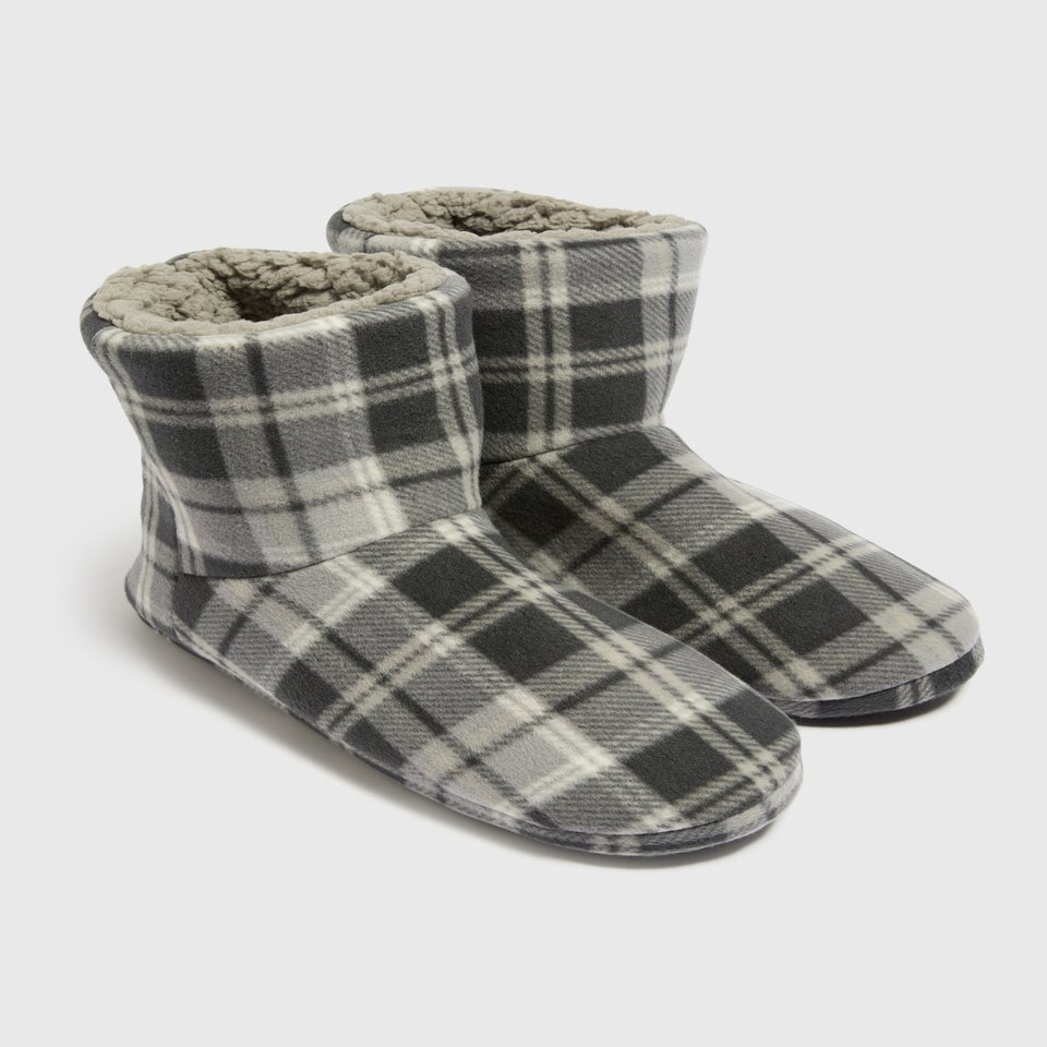 Grey Check Slipper Boot
