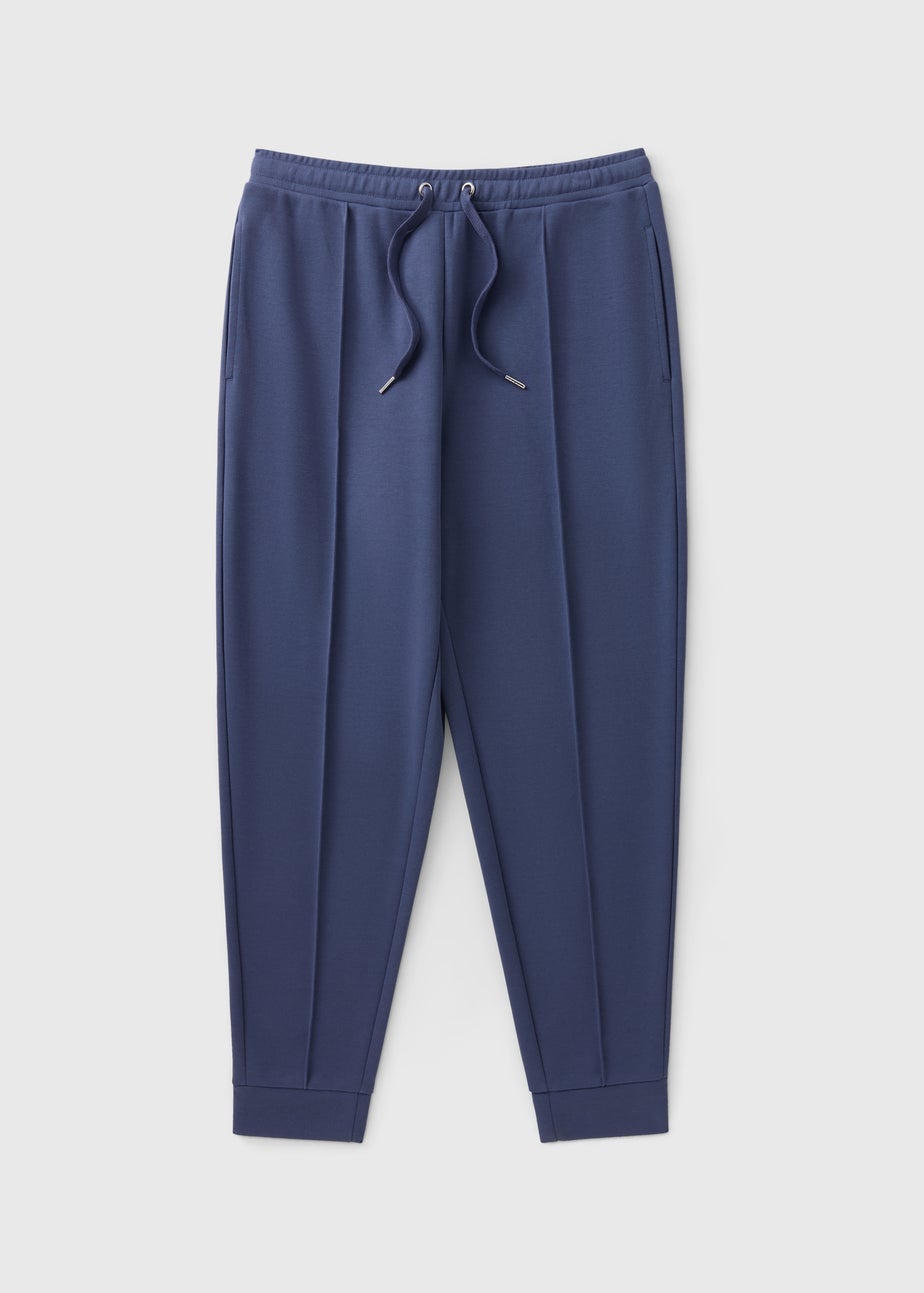 Blue Interlock Tapered Joggers