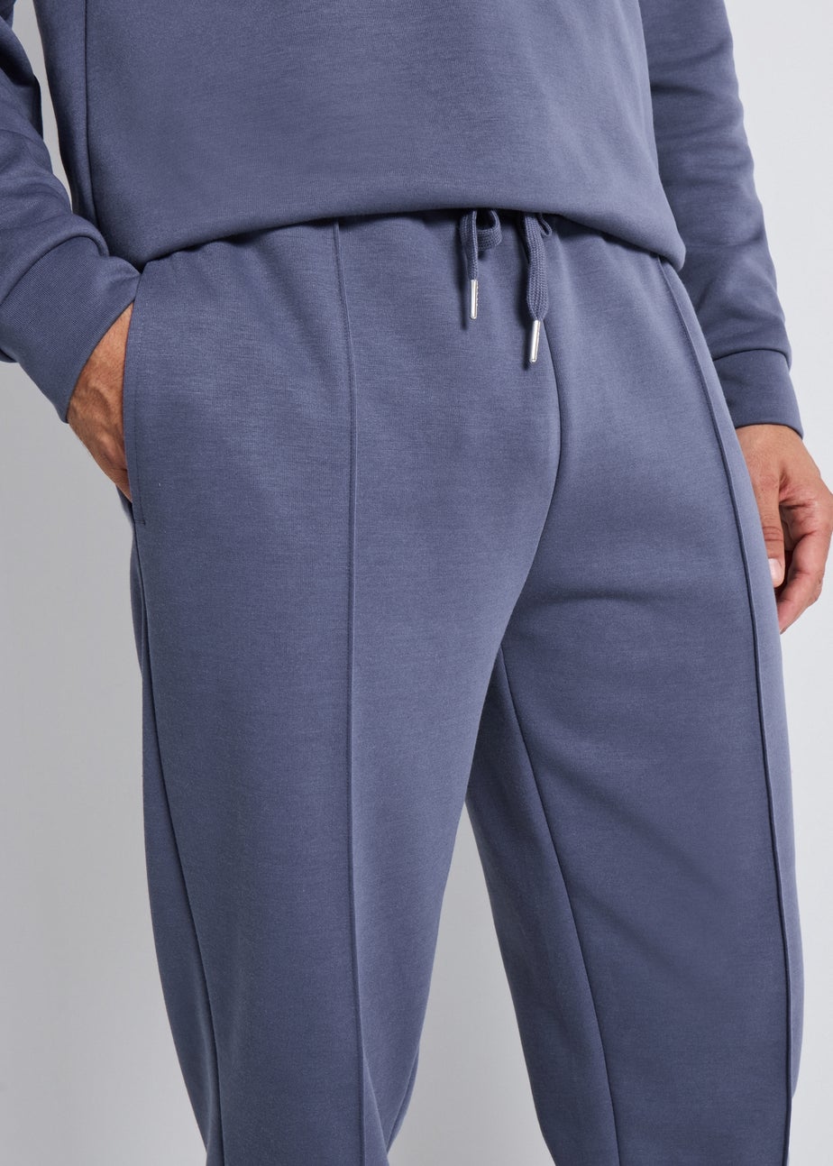 Blue Interlock Tapered Joggers
