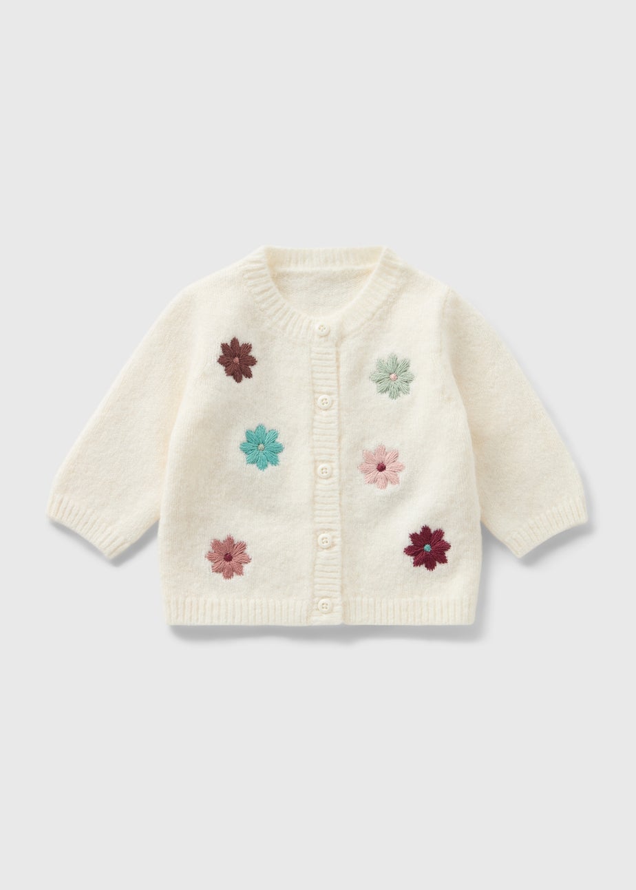 Baby Cream Floral Embroidered Cardigan (Newborn-23mths)