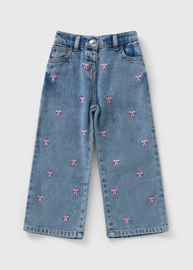 Girls Pink Bow Embroidered Jeans (1-7yrs)