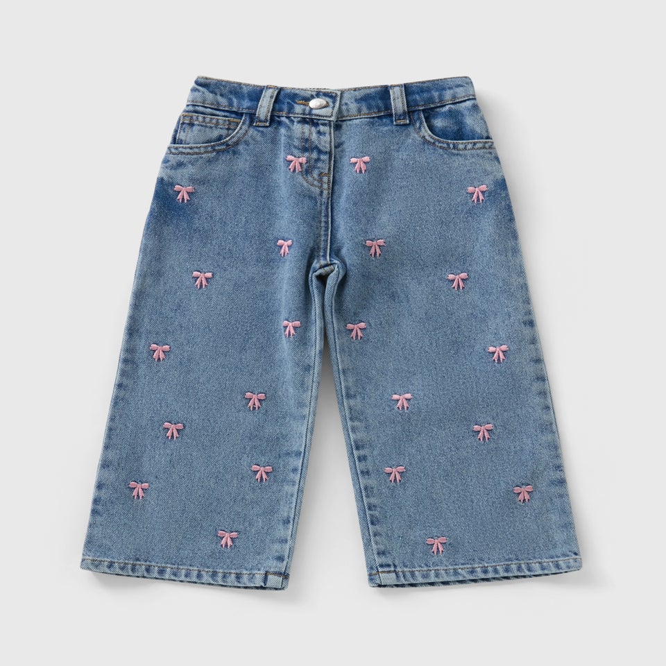 Girls Pink Bow Embroidered Jeans (1-7yrs)