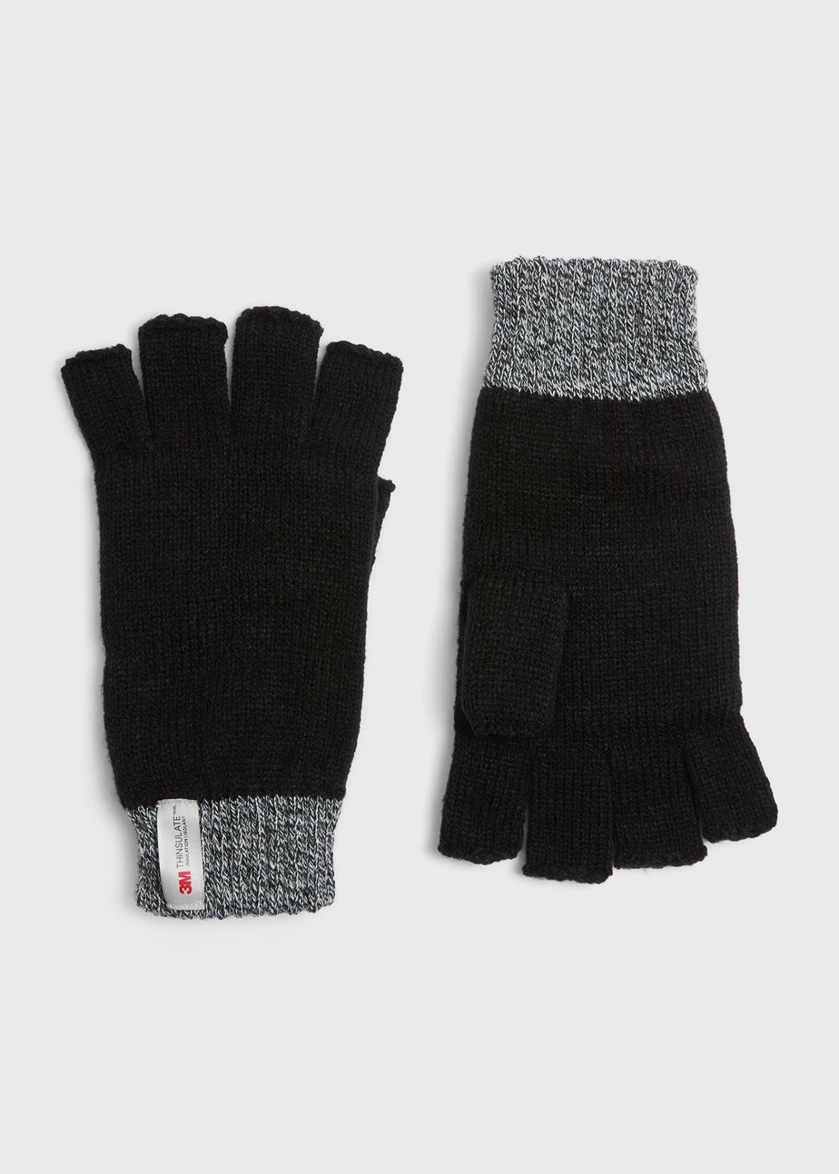 Black Thinsulate Fingerless Gloves