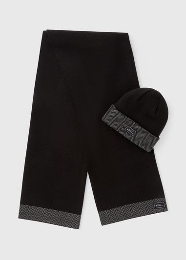 Ben Sherman Black Hat & Scarf Set