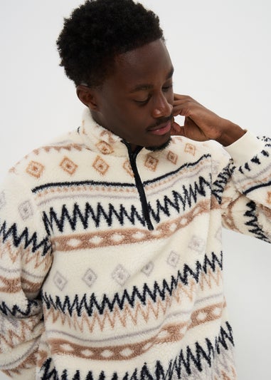 Cream Aztec Fleece Pyjama Set