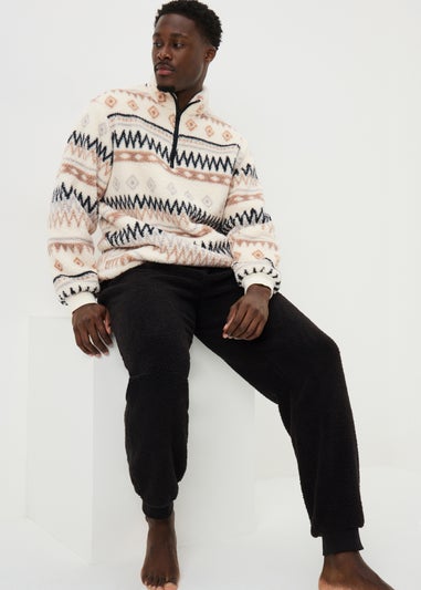 Cream Aztec Fleece Pyjama Set