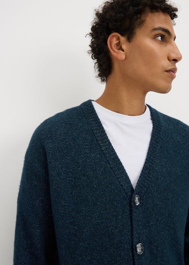 Navy Long Sleeve Rib Cardigan