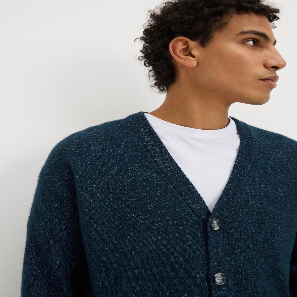 Navy Long Sleeve Rib Cardigan