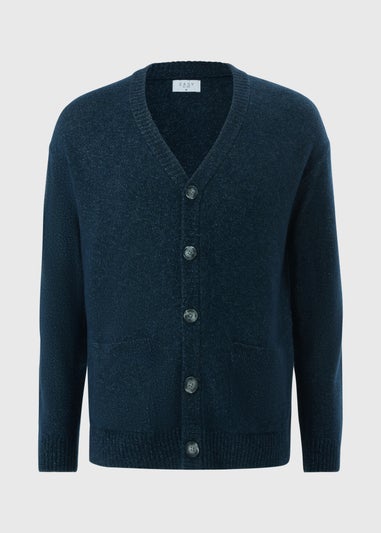 Navy Long Sleeve Rib Cardigan