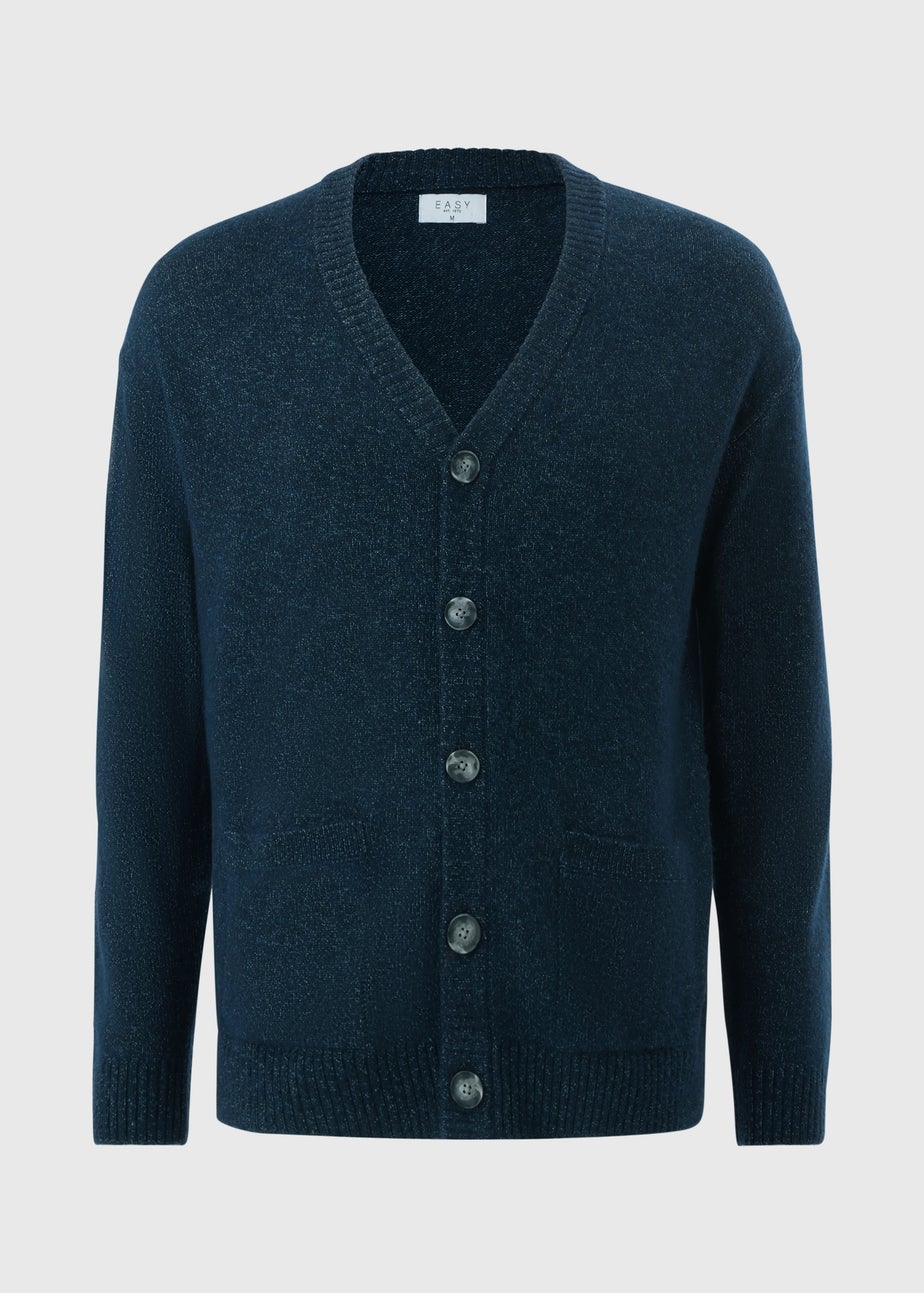 Navy Long Sleeve Rib Cardigan