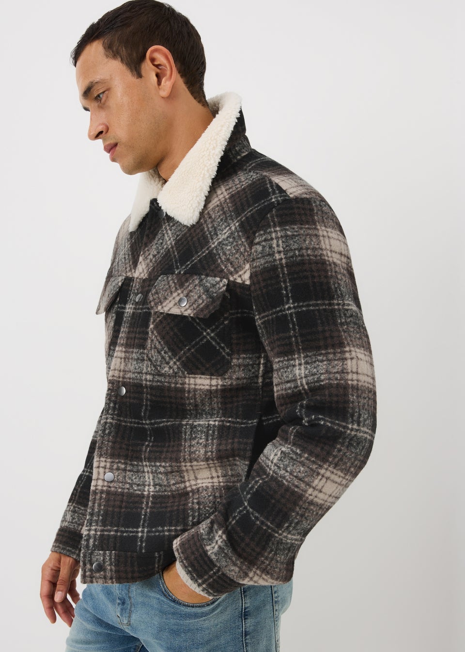 Brown Check Trucker Jacket